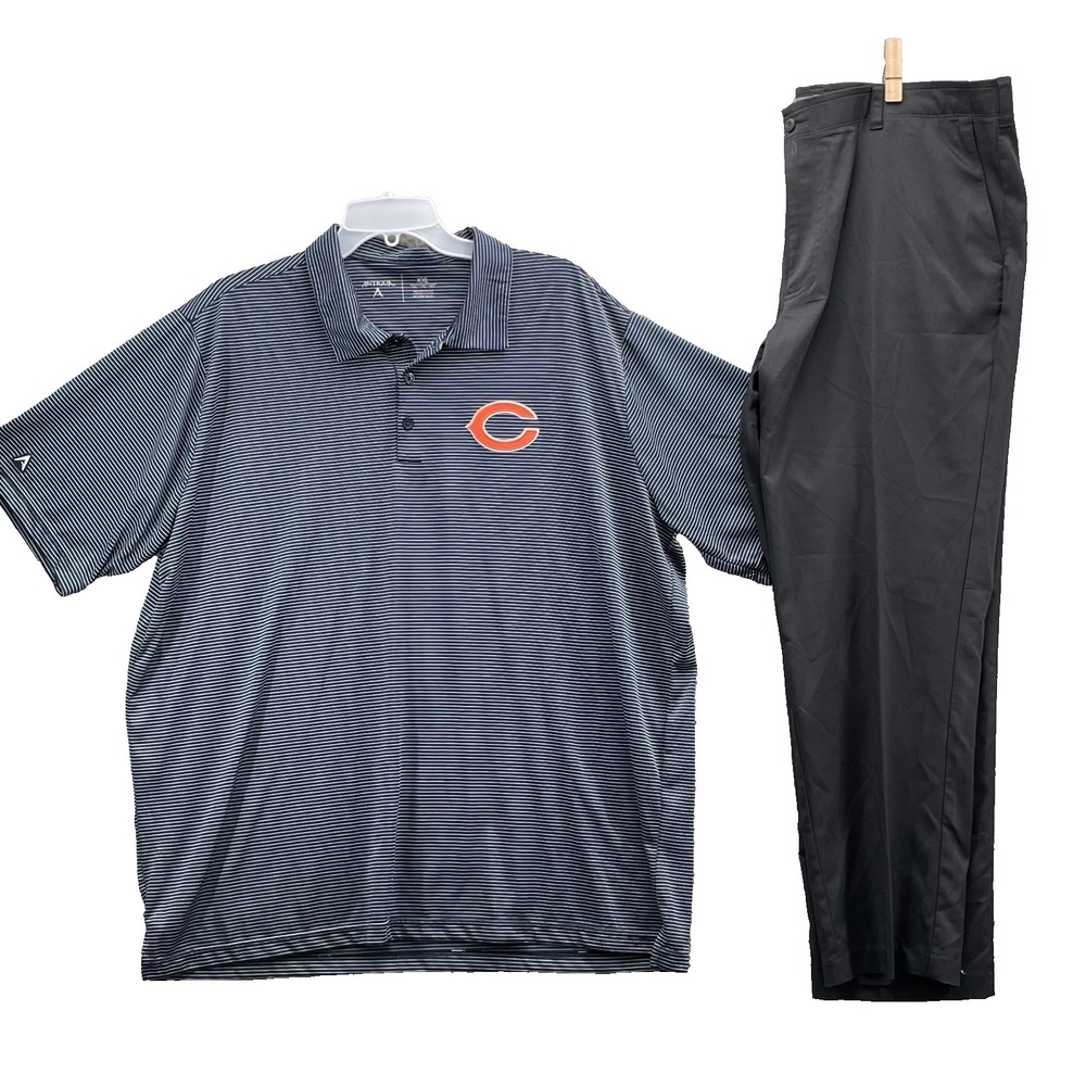 Antigua PGA‎ Tour Golf Pants Polo Shirt Lot (2) XXL 40x30* Chicago Bears Sports